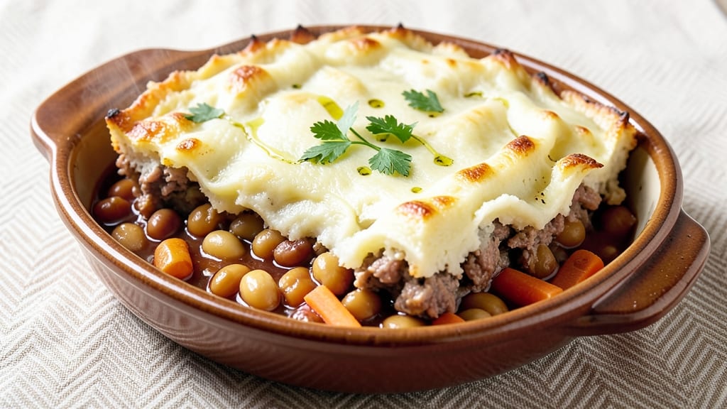 Shepherd's Pie With Beans Recipe: Savory Mashed Potato Crust Over Hearty Filling