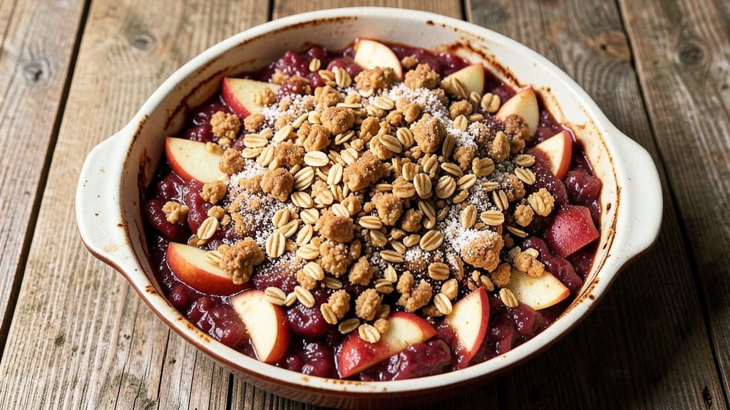 Apple Crisp Recipe With Pie Filling and Oats: Warm Cinnamon-Spiced Topping Over Gooey Filling