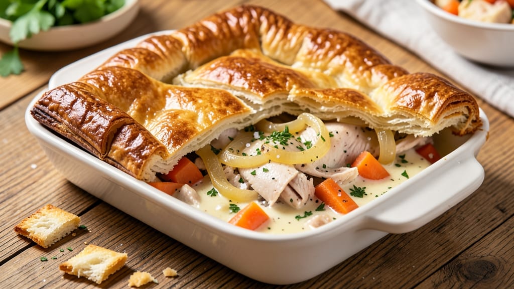 Chicken Pot Pie Recipe in 13x9 Pan: One-Dish Comfort With Flaky Top and Savory Filling