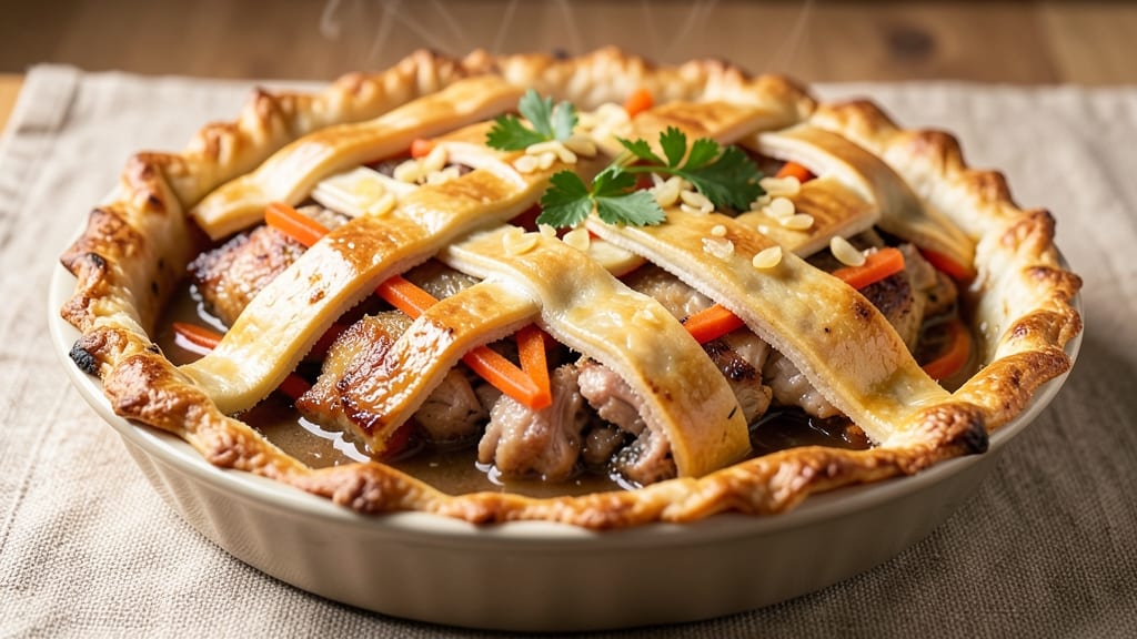 Pork and Chicken Meat Pie Recipe: Golden Crust Hugs Savory Fillings