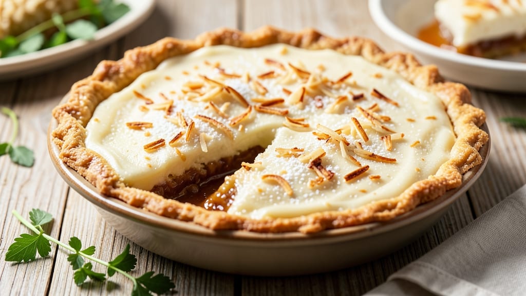 Amish Coconut Pie Recipe: Golden Crust Hugs Tropical Cream Cheese Filling