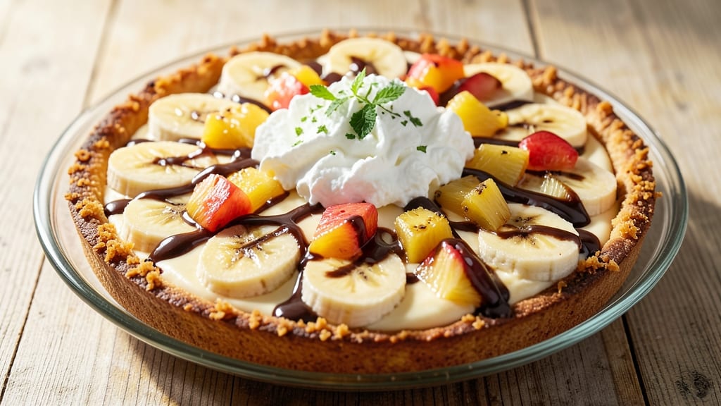 Recipe For Banana Split Pie With Pineapple: Tropical Layers of Creamy Vanilla and Zesty Fruit