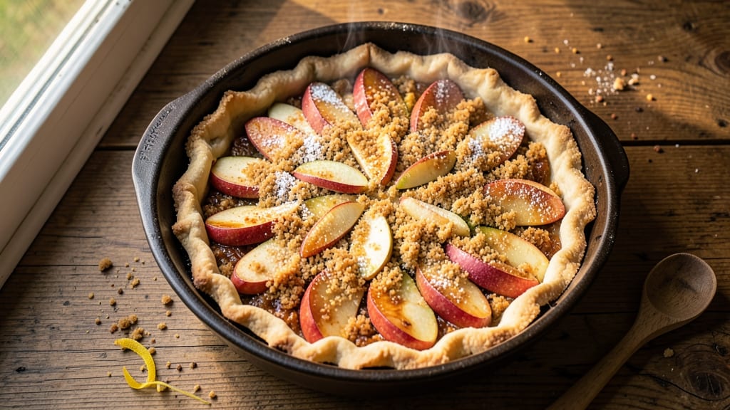 Apple Crisp Recipe With Pie Crust Bottom: Crunchy Crust Sandwiches Spiced Filling