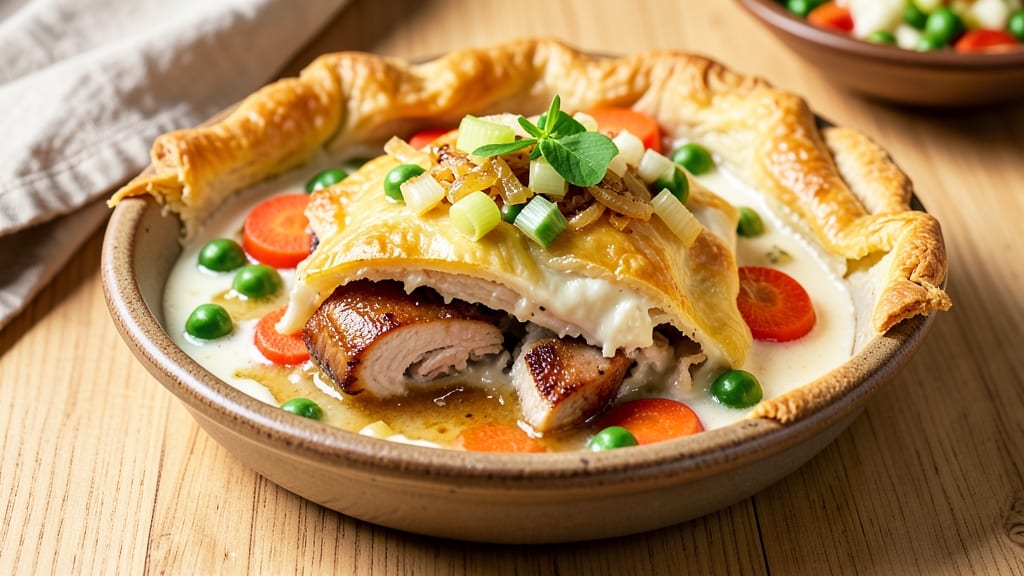 1 Crust Chicken Pot Pie Recipe: Juicy Chicken and Veggies in One Golden Crust