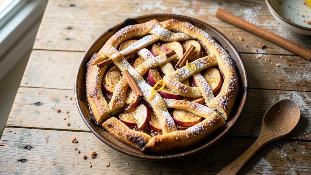 Apple Cinnamon Kringle Pie Recipe: Flaky Lattice Crust Hugs Spiced Apple Filling