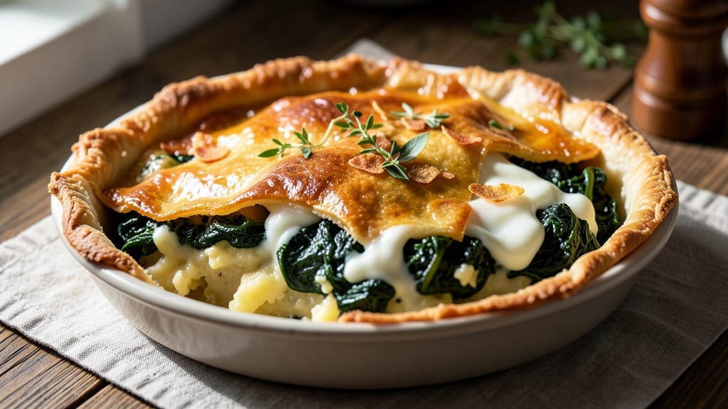 Potato and Spinach Pie Recipe: Savory Rustic Crust With Herbed Cream Filling