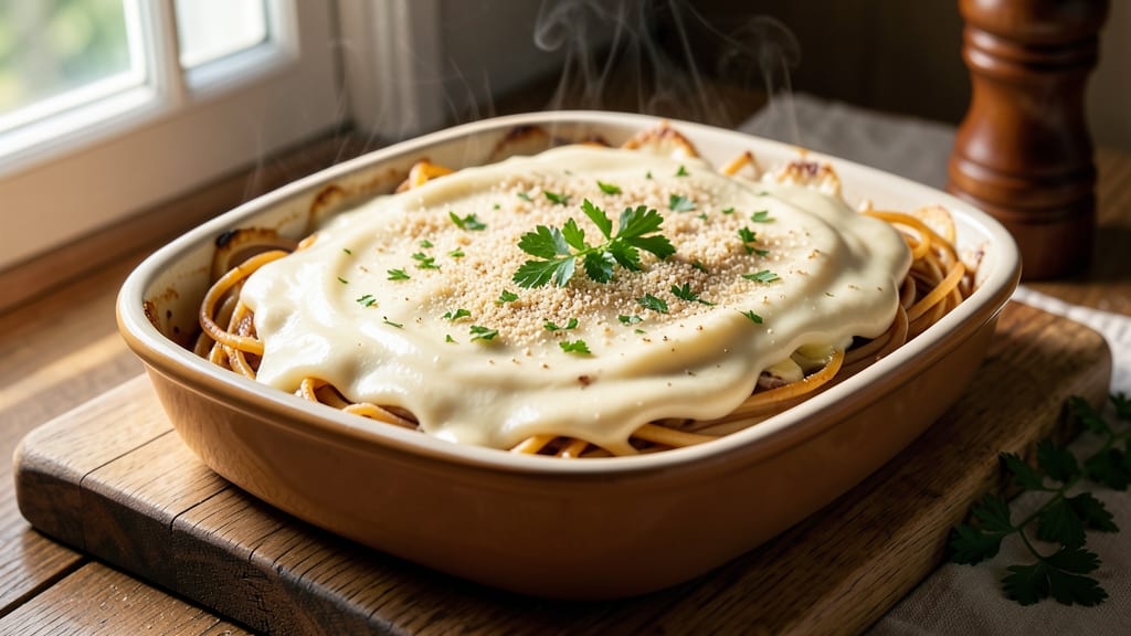 Alfredo Spaghetti Pie Recipe: One-Dish Comfort With Gooey Cheese Layers