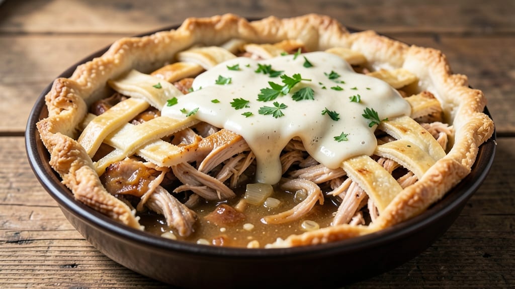 Sloppy Chicken Pot Pie Recipe: Juicy Chicken and Creamy Gravy Under Flaky Crust