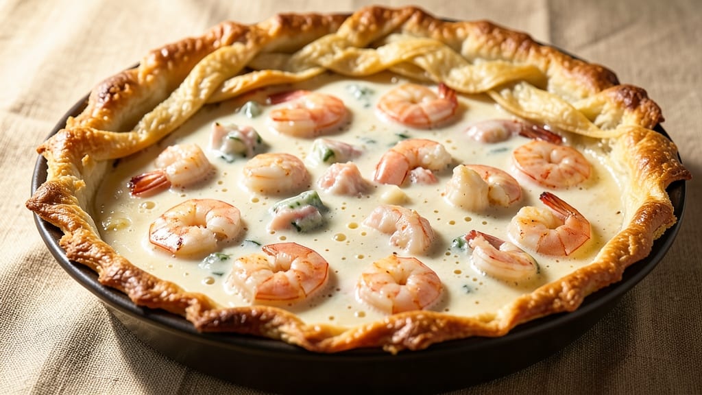 Shrimp and Crab Pot Pie Recipe: Flaky Crust Hugs Luxurious Seafood Filling