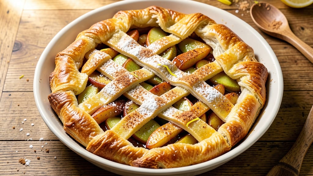 Recipe for Apple Pie Made with Puff Pastry: Flaky Lattice Crust and Spiced Filling Magic