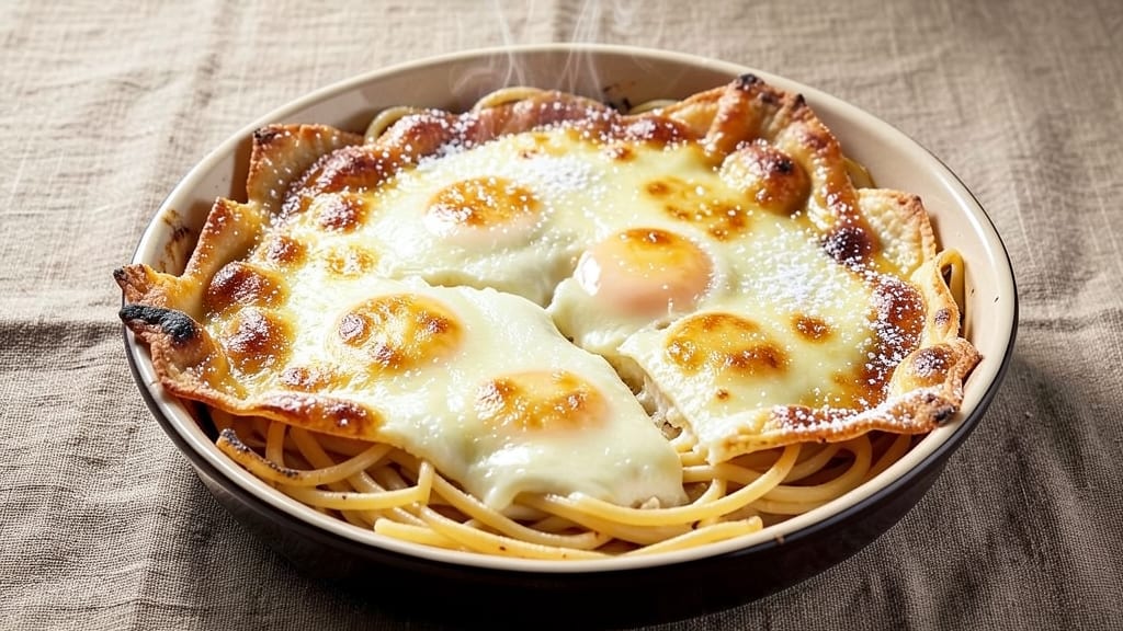 Spaghetti Pie Recipe With Eggs: Crispy Tortilla Shells Hide Gooey Yolk Centers