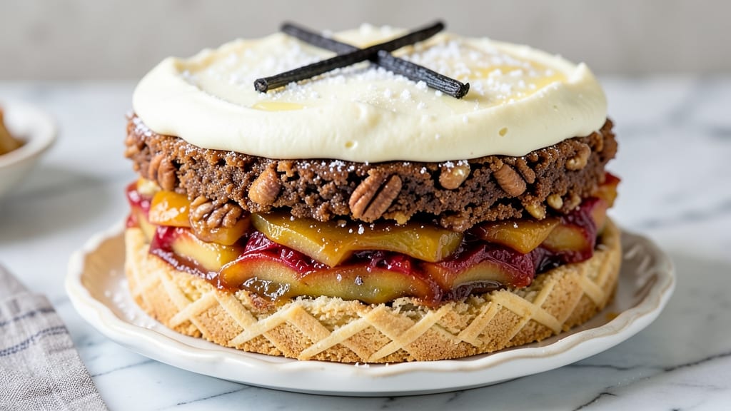4 Layer Delight Pie Recipe: Vanilla Bean Swirls and Creamy Layers Baked Together