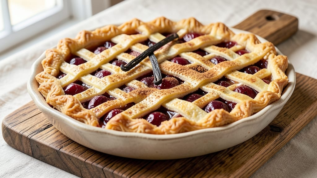 5 Star Cherry Pie Recipe: Deep Vanilla-Infused Filling in Flaky Lattice Crust