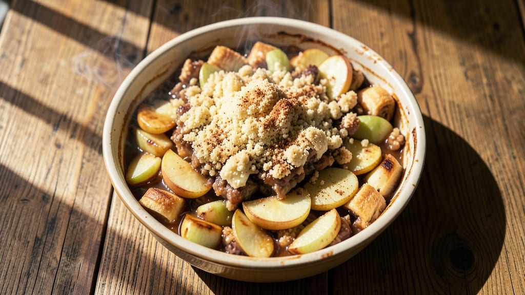 Recipe for Cinnamon Roll Apple Pie Filling Cobbler: Spiced Apple Filling with Cinnamon Roll Twist